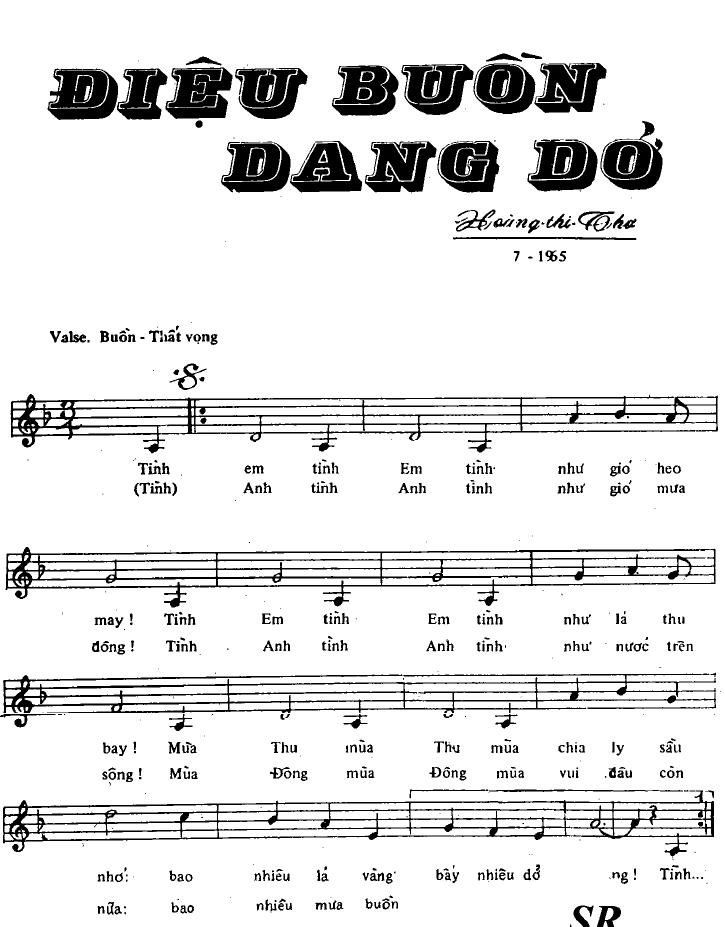 Sheet nhạc Điệu Buồn Dang Dở